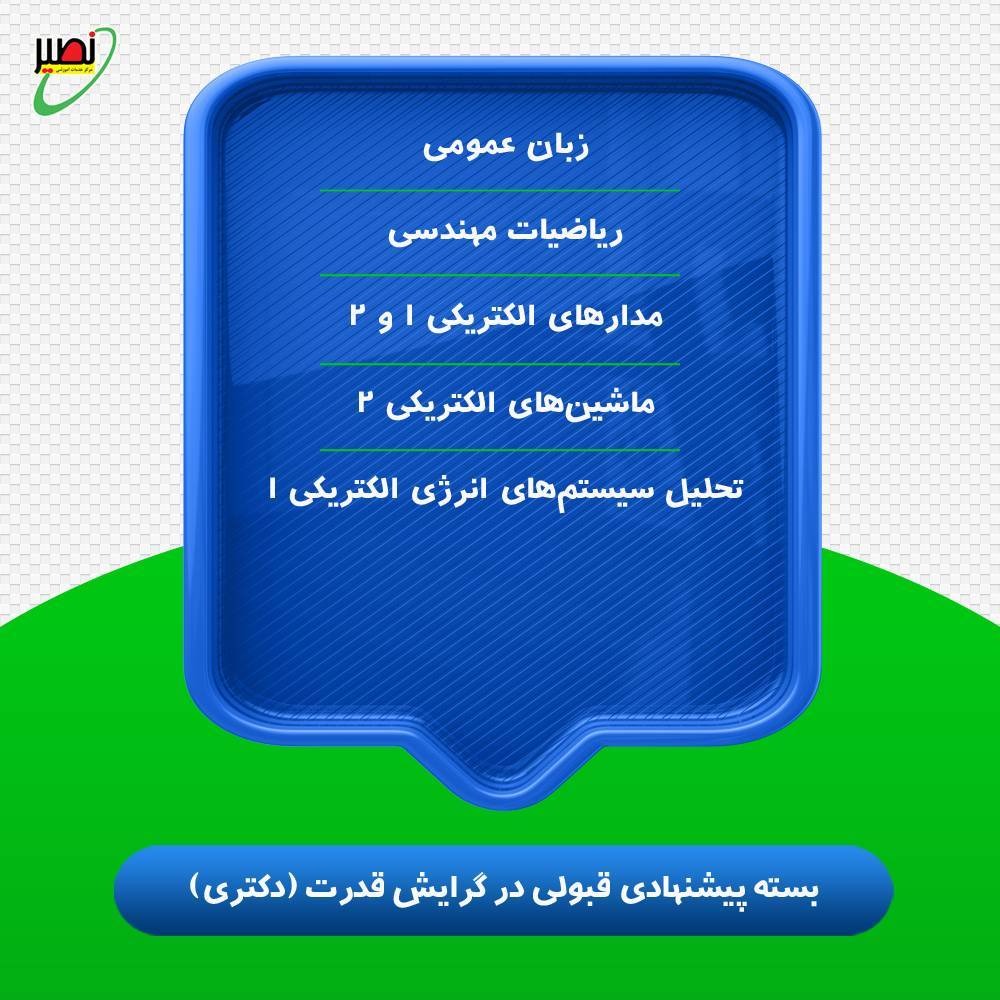 بسته پیشنهادی قبولی در دکتری برق گرایش قدرت کنکور 1406