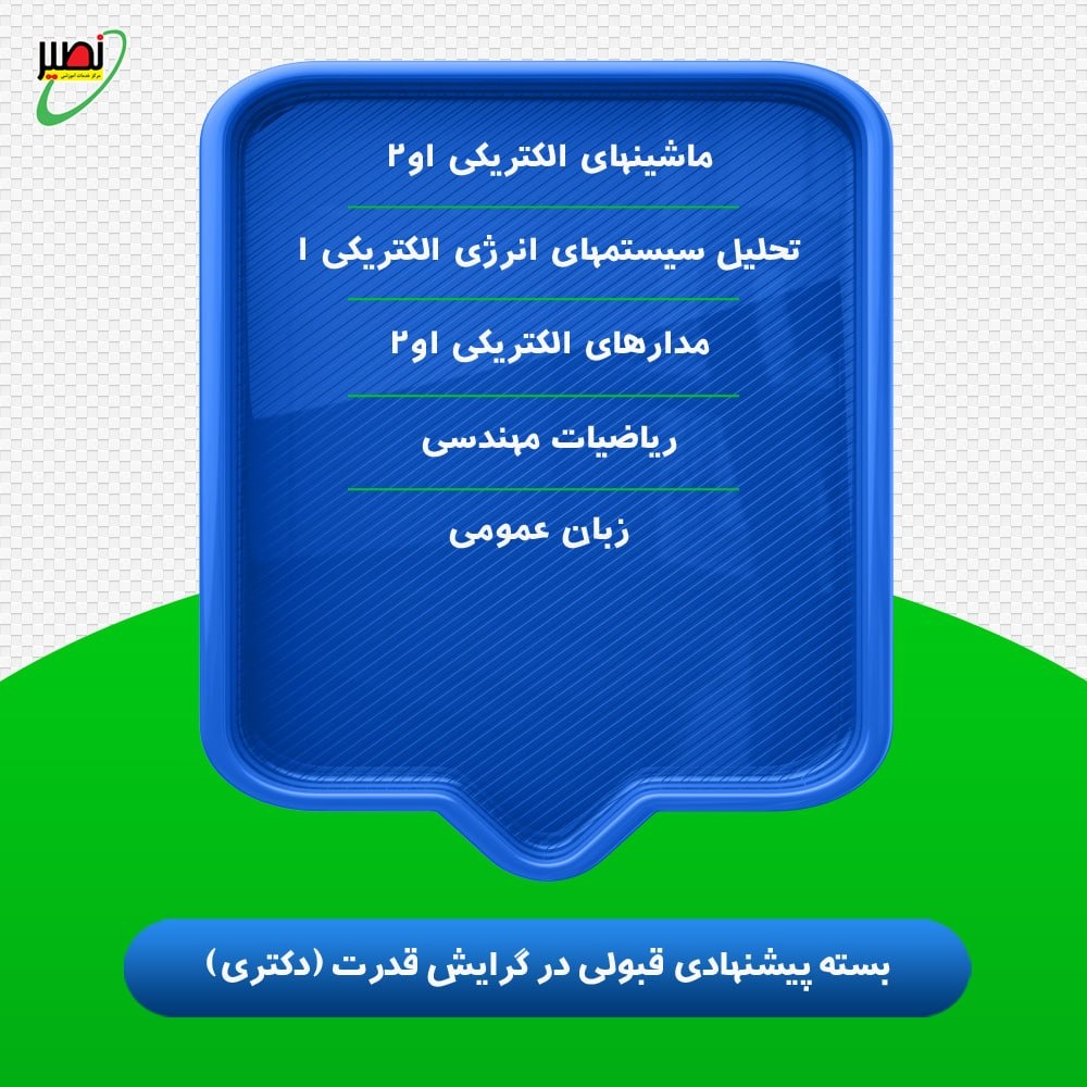 بسته پیشنهادی قبولی در دکتری برق گرایش قدرت کنکور 1406