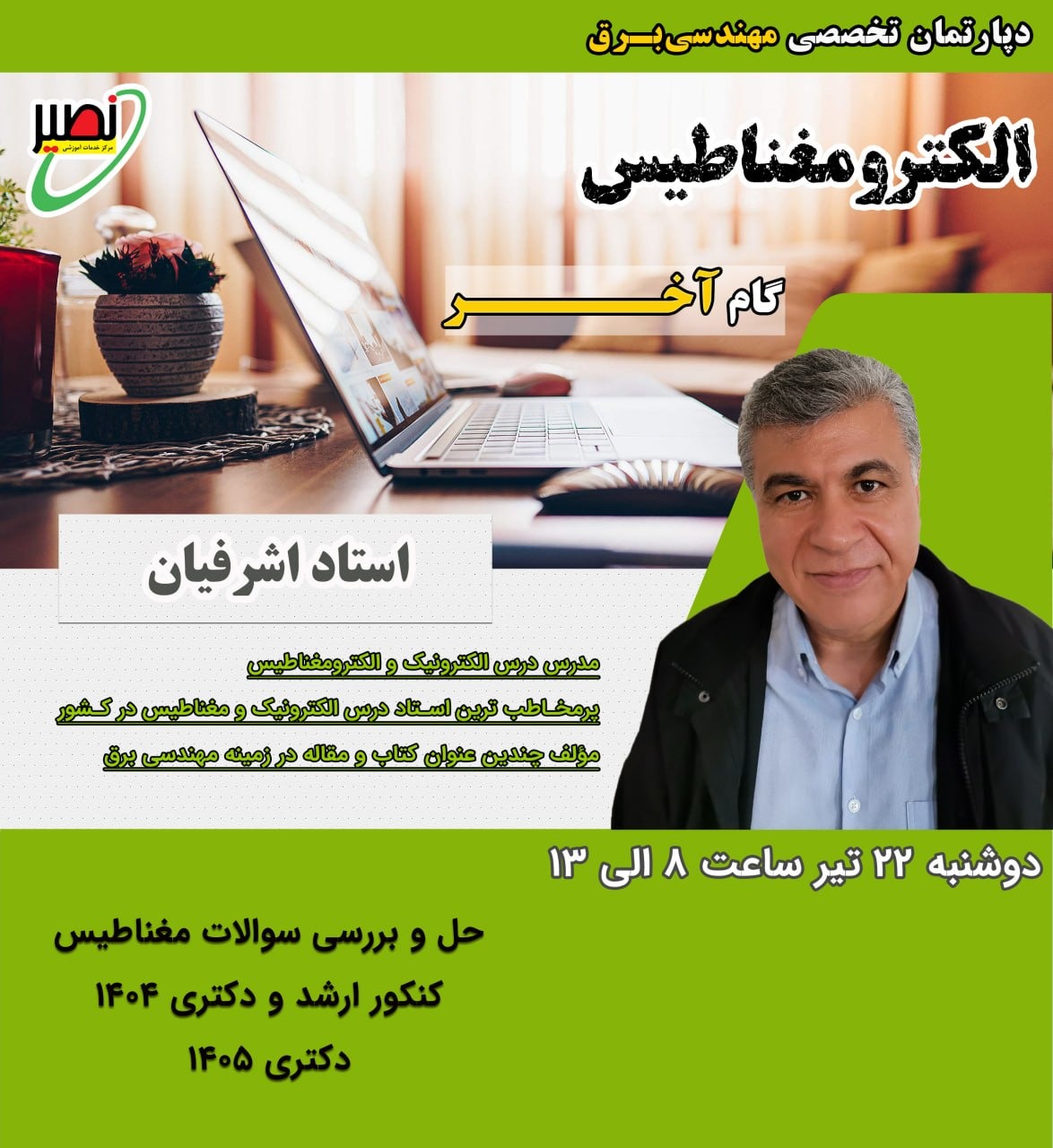 حل و بررسی سوالات الکترومغناطیس کنکور ارشد و دکتری 1404 و دکتری 1405